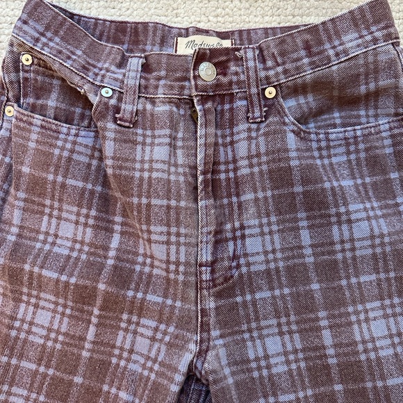 Madewell Perfect Vintage Straight Leg Cabernet Plaid Jeans - Picture 3 of 10